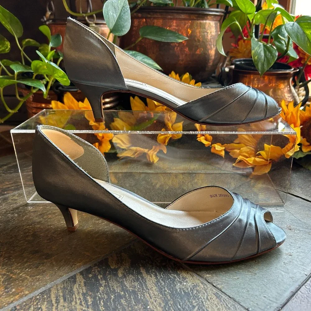 “Abby” Satin d’Orsay Bridal Pump w/kitten heel (size 9.5)